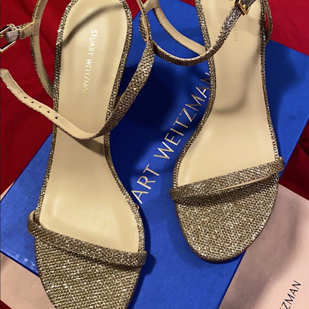 Gold sparkled/studded Stuart Weitnzer Heels